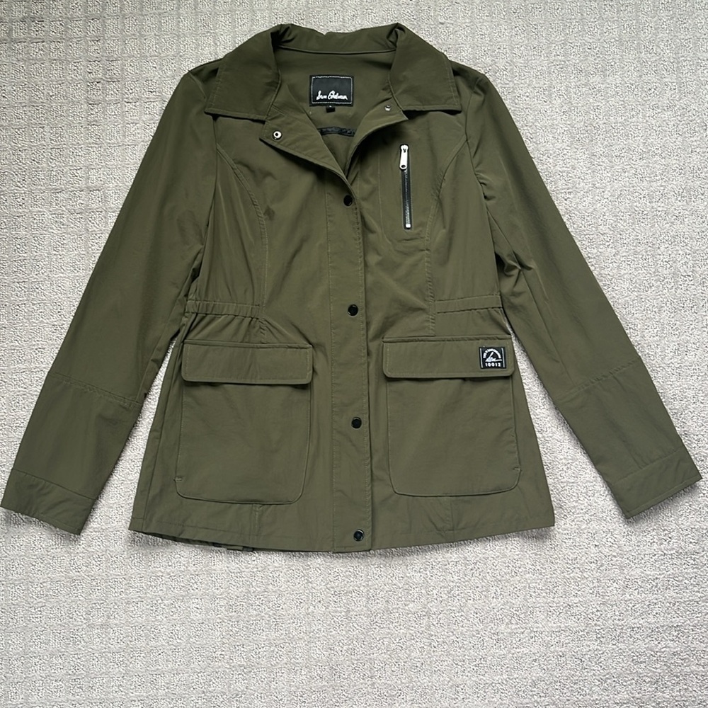 Sam Edelman Light Snap Close Windbreaker Utility Jacket Dark Green Size Small
